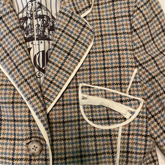 Vintage Juicy Couture 100% Wool Plaid Blazer Jacket - Picture 4 of 11